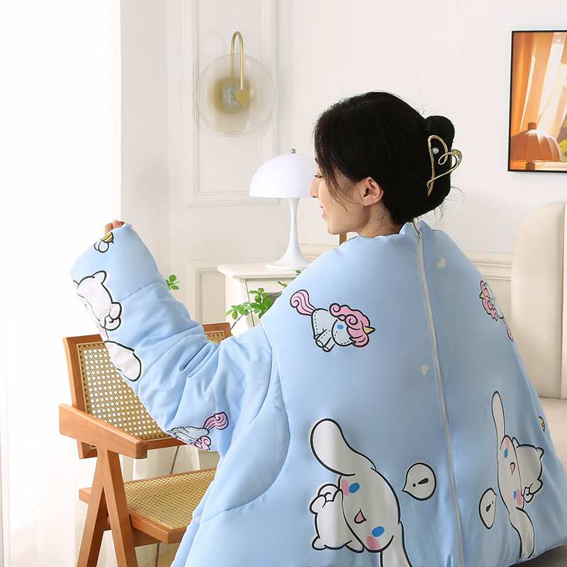 2025新款抱枕懒人被斜纹磨毛整张棉可机洗车用办公室抱枕被午