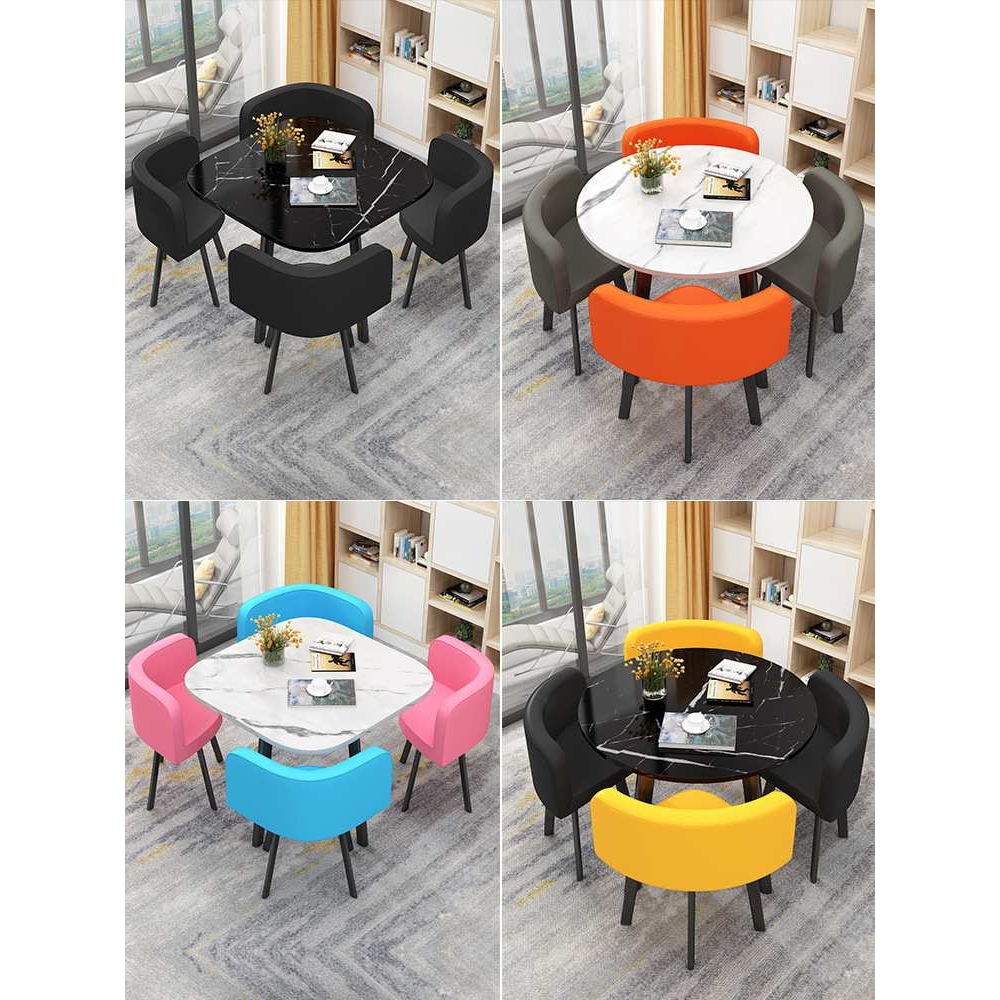 简约谈判洽谈会客桌椅组合套装休闲创意网红接待小圆桌奶茶甜品店