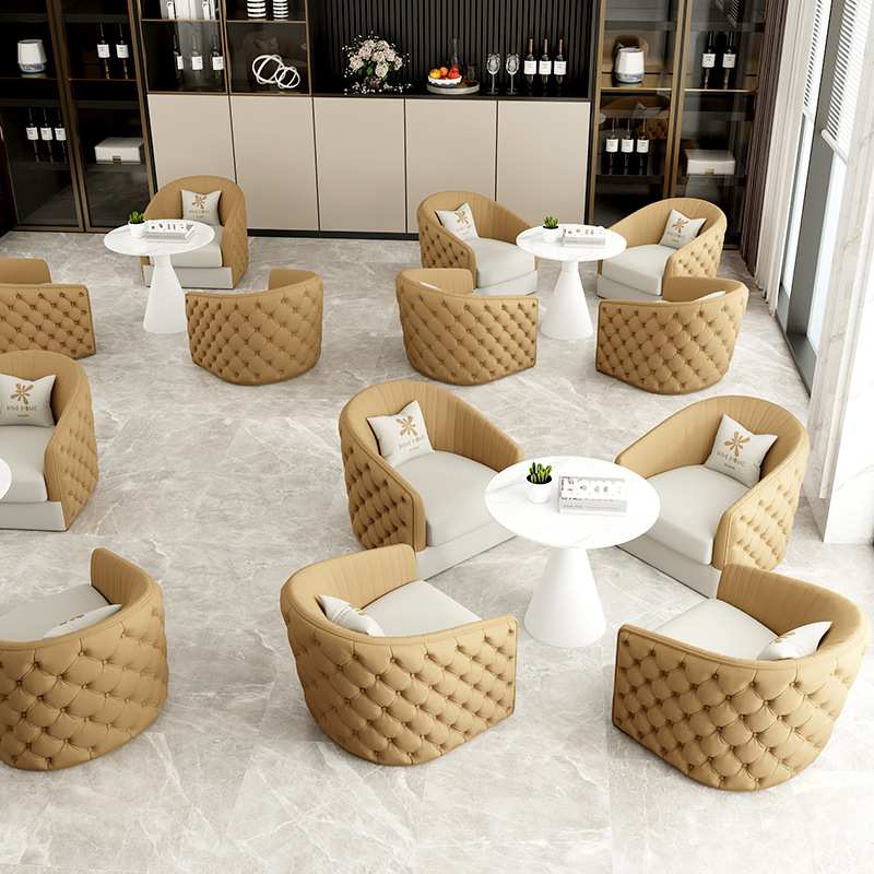 北欧轻奢接待洽谈沙发组合酒店大堂售楼处部商务谈判会客单人沙发