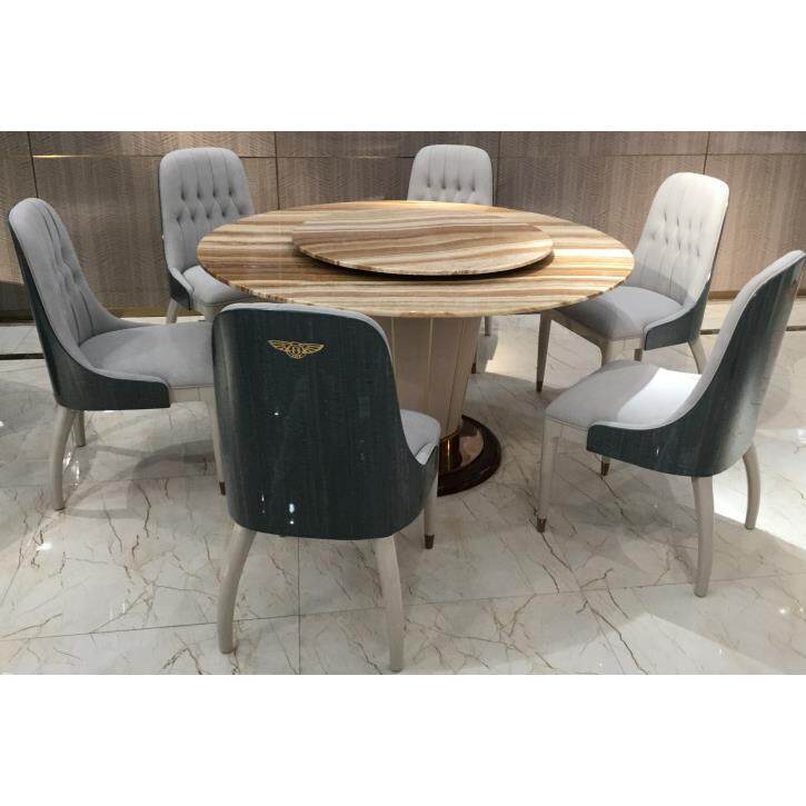 意式后现代简约餐厅系列天然大理石圆餐桌椅—J08/J06