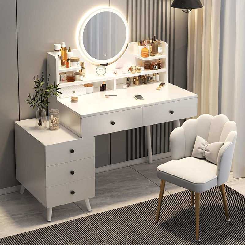 新款落地小户型小化妆桌奶油风梳妆台卧室墙角分层梳妆柜角落组合