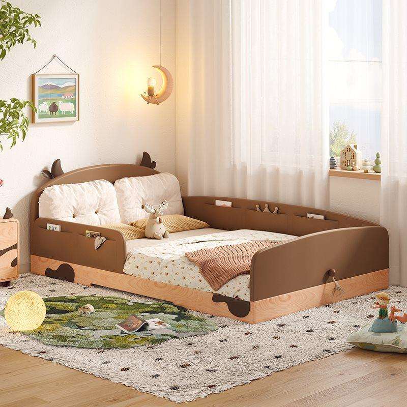 生活奶牛小岛地台床实木儿童床带护栏男孩单人床女孩房