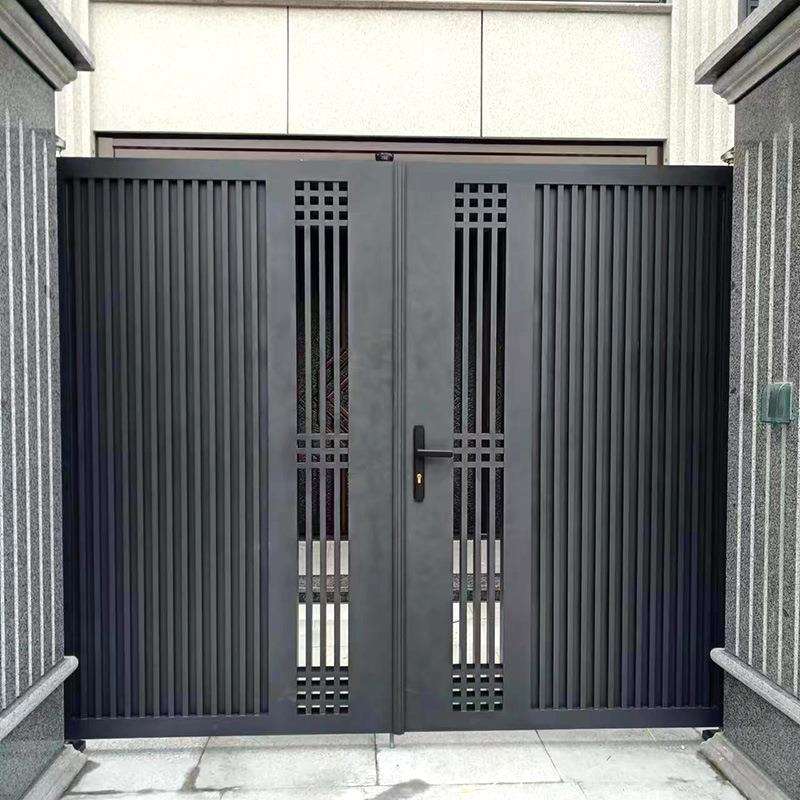 庭院新中式铝合金大门 自建房双开大门别墅铝合金大门 户外大门