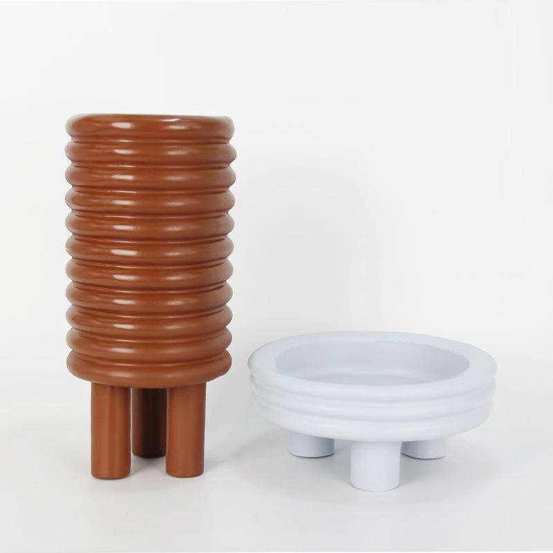 北欧创意树脂条纹花器摆件样板房电视柜卧室书房客厅桌面软装饰品