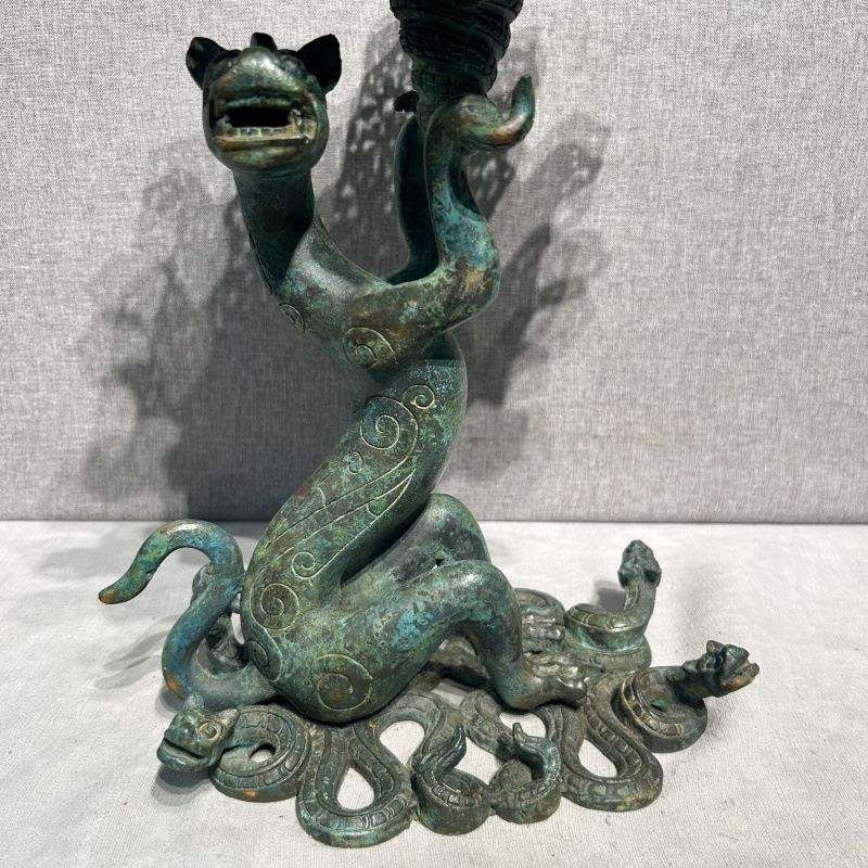 龙虎盘仿古青铜器古玩收藏家居摆装饰摆件工艺品博古架摆件
