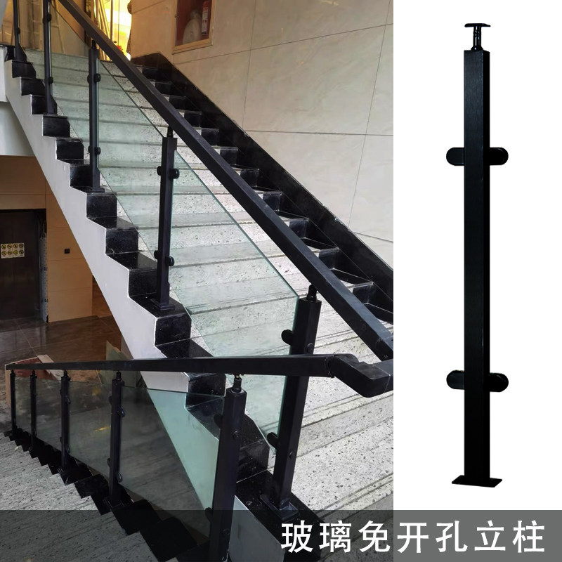 玻璃楼梯扶手栏杆 不锈钢扶手立柱 方管楼梯 阳台Z护栏免扶手