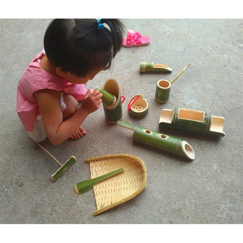 儿童玩沙铲子小竹铲水沙玩具玩沙模具竹簸箕装沙挖沙工具幼儿园