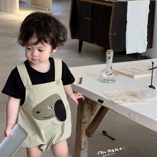 丸纸夏季男宝女宝背带裤套装两件套韩版包屁连体衣小月龄外出服