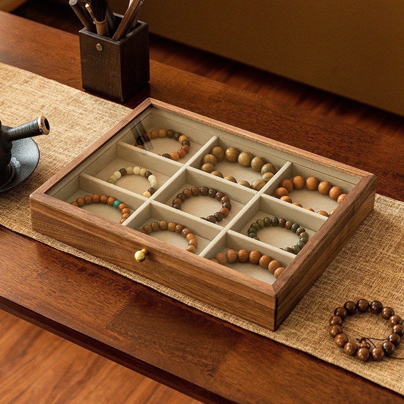 文玩手串盒收纳盒子手镯首饰盒大容量防尘带盖手链吊坠珠宝饰品盒