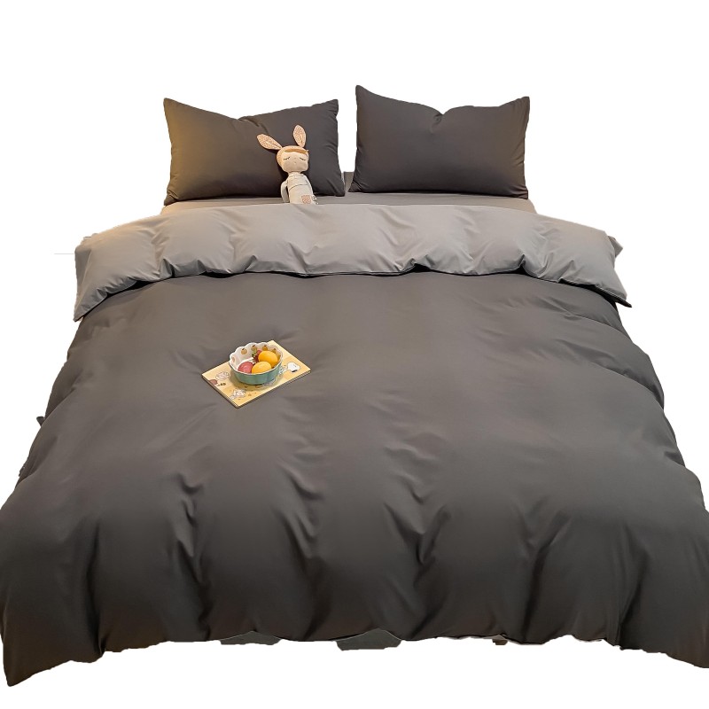 灰色简约男士四件套带被芯枕芯六七件套床上用品被褥套装学生单人
