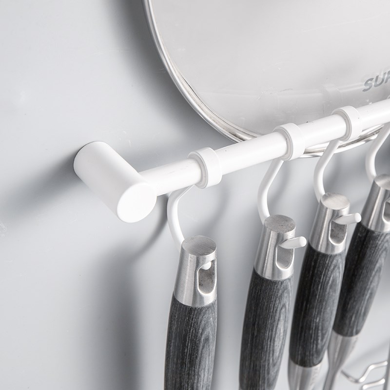 12mm白色烤漆厨房挂钩免打孔壁挂活动挂钩锅盖铲汤勺收纳置物架
