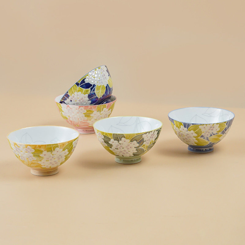 釉下彩珠光釉h精致小碗 好看陶瓷餐具高颜值碗具微波炉专用碗