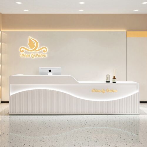 现代简约公司前台美容院养生会所店铺F收银台商用吧台桌酒店接待