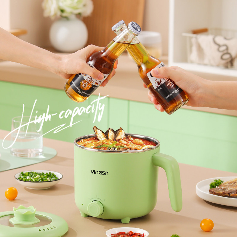 小功率100gW2升防水电煮锅煮粥煮面小型迷你小电锅火锅宿舍学生用