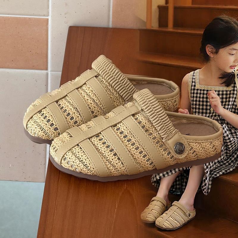 儿童韩版编织镂空两穿罗马凉鞋女2026I夏季新款防滑时尚防踢凉鞋