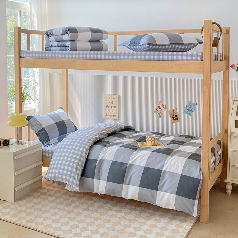 2024新款100%纯棉学生宿舍三件套单人床上用品全棉上下铺被套床单