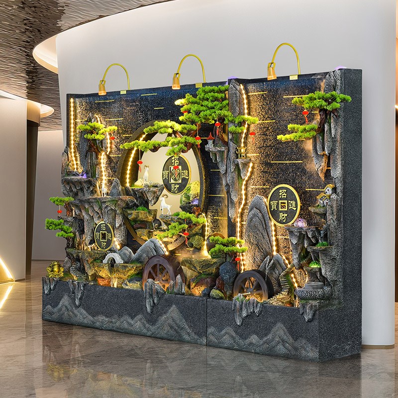 大型假山流水摆件客厅阳台水景装饰酒店公司水幕墙屏风开业乔迁礼