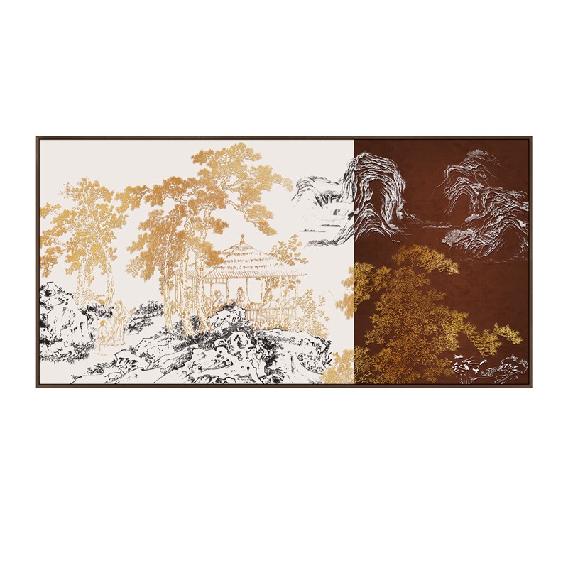 新中式别墅酒店餐厅浮雕立体装饰画大气客厅大尺寸背景墙挂画