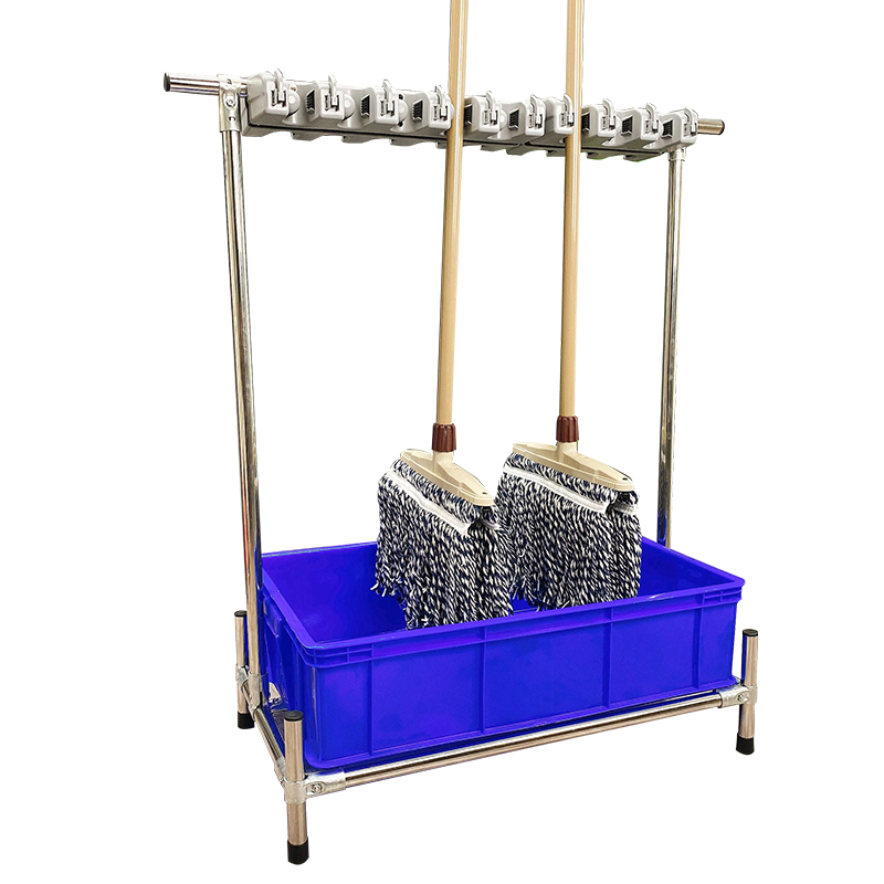 酒店不锈钢拖把架学校落地式可移动扫把挂架商场墩布摆放置物架子