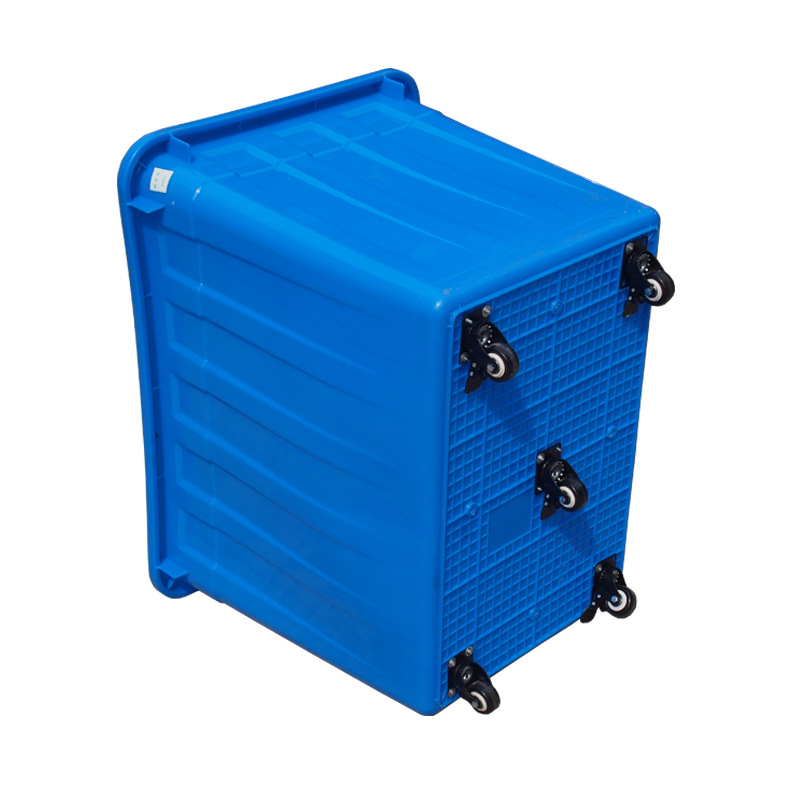 塑料周转箱带轮子m长方形加厚服装厂手推车周转筐快递送货框大