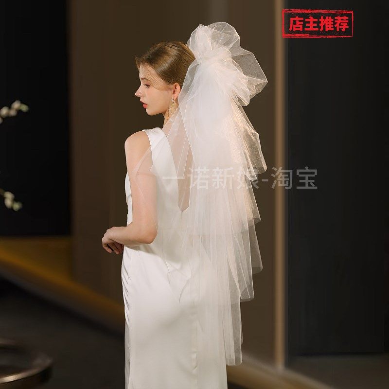 新娘结婚旅拍照头纱影楼r化妆师跟妆造型韩国纱多层硬网抓泡蓬蓬