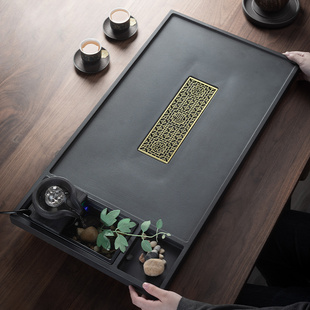 茶盘石盘家用简约仿乌金石流水器茶台排水式功夫茶具托盘小型茶海