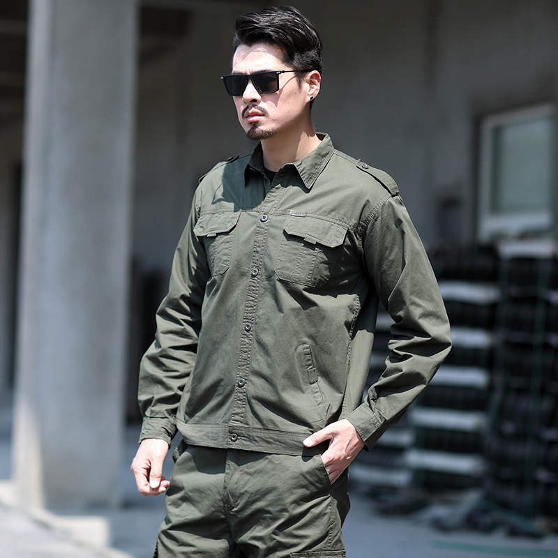 夏工作服套装男长袖薄款宽松透气夏天工地耐磨电焊纯棉防烫劳保服