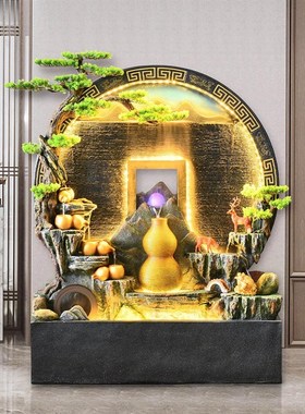 水幕墙屏风假山喷泉流水墙摆件鱼缸中式客厅公司酒店玄关家居造景