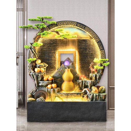 水幕墙屏风假山喷泉流水墙摆件鱼缸中式客厅公司酒店玄关家居造景