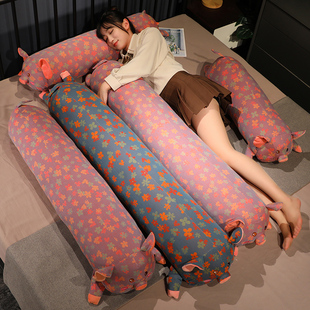 三层纱猪猪长条枕抱枕女生睡觉专用床上夹腿布娃娃可拆洗毛绒玩具