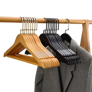 木衣架家用挂衣实木宽肩木质木头无痕防肩角木制原木酒店服装衣撑
