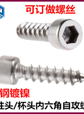 M3.5 M4内六角自攻螺钉镀镍/黑色杯头 圆柱头内六角自攻螺丝