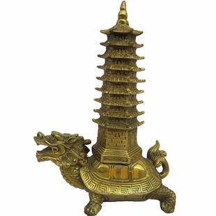 纯铜龙龟文昌塔摆件龙龟负塔招财家居饰品龙龟驮塔伏塔