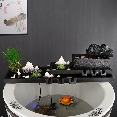 古法养鱼造景套餐流水器循环水泵室外庭院子石槽假山流水摆件配件