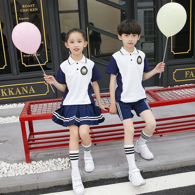 英伦学院风校服小学生班服夏季新天蓝色儿童套装老师服幼儿园园服