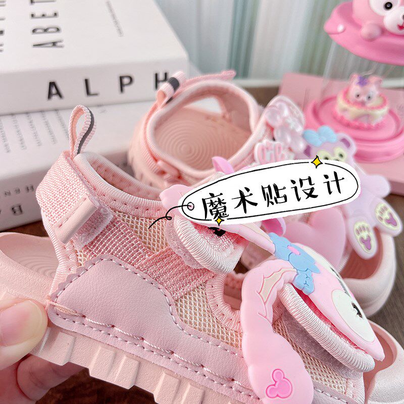 2025新款鞋子女宝凉鞋夏款鞋子今年流行的粉色的运动沙滩鞋女孩女