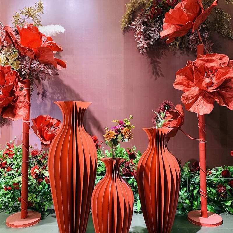 婚庆道具珠光折纸花瓶甜品台折叠装饰摆件婚礼路引橱窗展台美陈