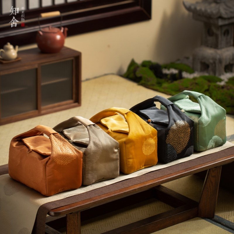 小白茶具//知j舍茶事包长安菊茶具旅行布袋织锦包加厚便携收纳袋