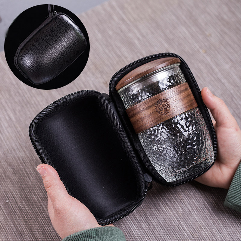 玻璃加热便携透明内胆过滤茶水分离个人专用泡茶杯办公杯带盖水杯