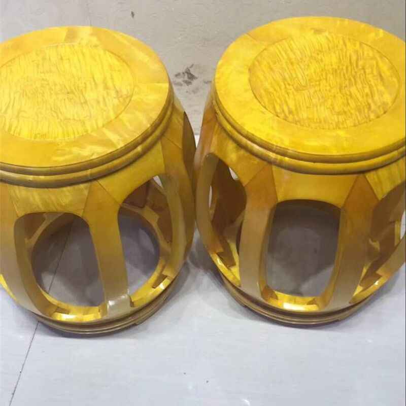 大叶楠凳子金丝楠木家具椅子圆鼓凳家居摆件实木独板榫卯工艺新品