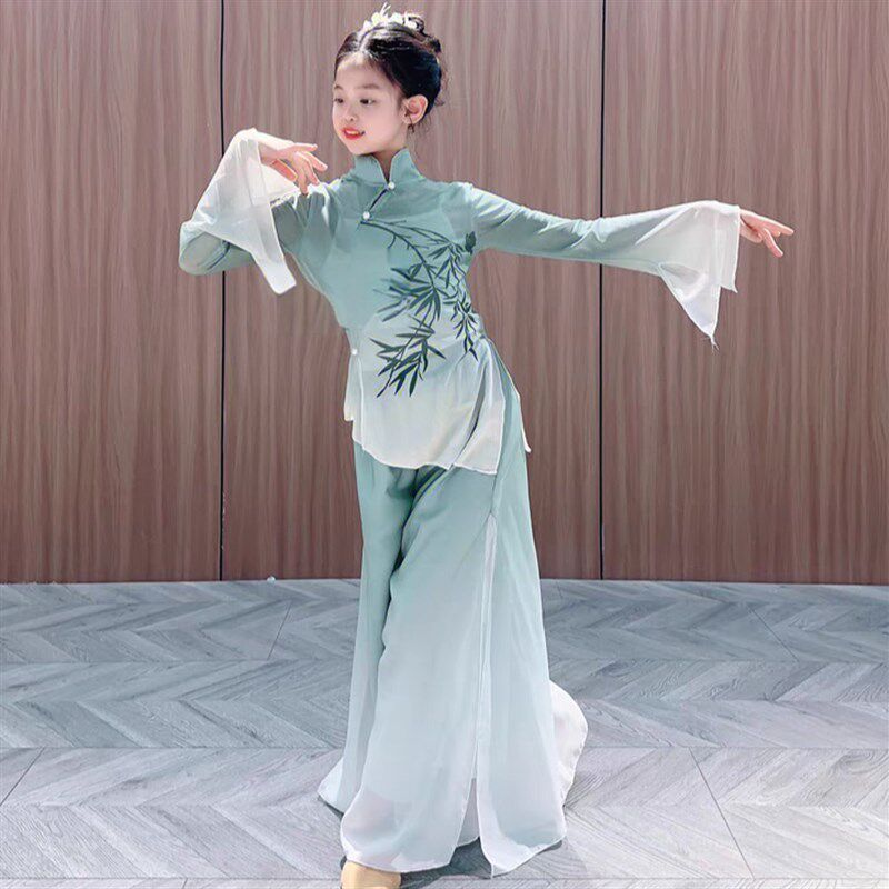 青花瓷中小学生古典舞表演服弹力体韵纱衣元波秦淮儿童表演服