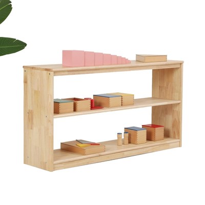 幼儿园蒙氏教具柜k加厚橡胶木实木儿童玩具柜蒙特梭利区角柜收纳