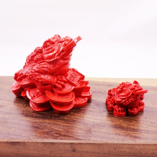 饰 风水摆设家居吉祥物工艺装 红色金蟾摆件招财进宝客厅装 饰品中式