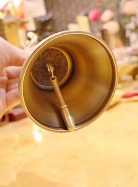 复古黄铜暗八仙手摇铃铛摆件