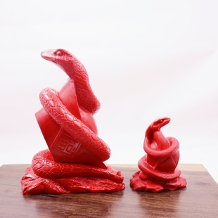 饰品创意摆设 饰摆件朱砂胶泥艺品家居桌面吉祥物装 红色巳蛇元 宝装