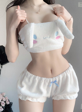 性感睡衣纯欲风法兰绒睡袍文胸套装女款2024新款高级感秋冬季三点