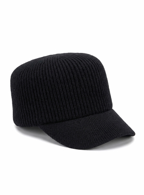 【1-21】极简风黑色针织鸭舌帽男女通用保暖帽子ZZ50290