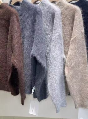 【12-27】7056新款女士拉绒套头半高领羊绒衫 100%羊绒