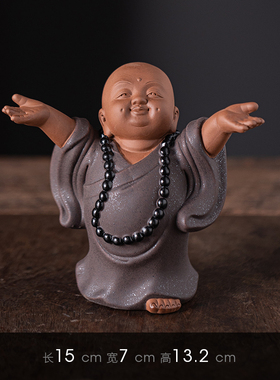 古风禅意小和尚沙弥摆件家居桌面客厅茶桌创意人S物盆景造景装饰