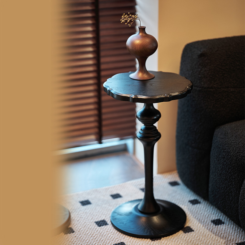 小茶几小圆桌子j中古风沙发边角几家用可移动小户型床边迷你置物